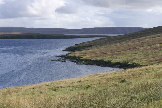 South side of the mouth of Mid Yell Voe