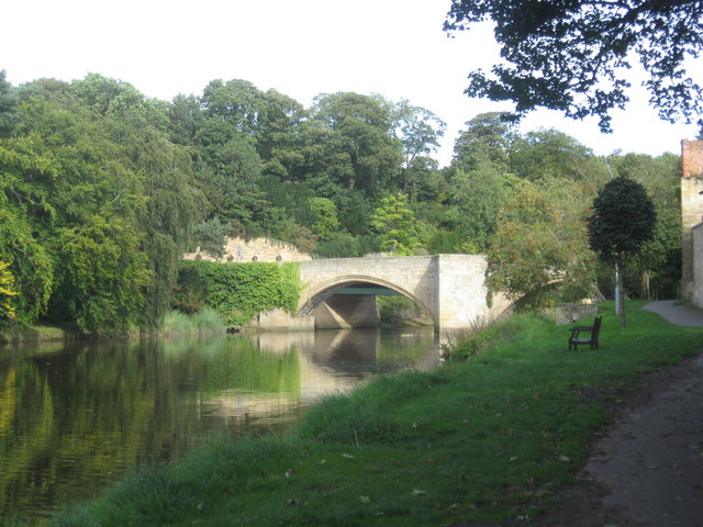 The old bridge at Warkworth over the river Coquet