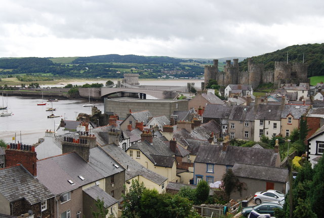 Conwy Castle & Bridge across the rooftops