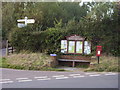 Venn Ottery. Parish Notice Board and Post box.