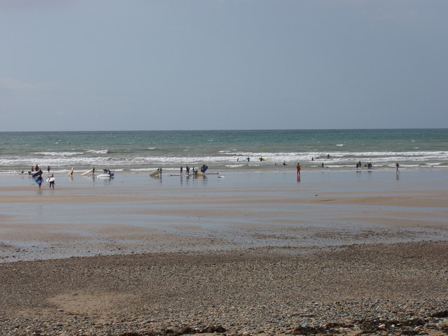 Tramore Strand with surfers