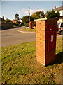 Bradpole: postbox № DT6 91 and phone, Court Close