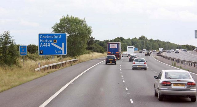 M11 approaching junction 7 John Salmon Geograph Britain and