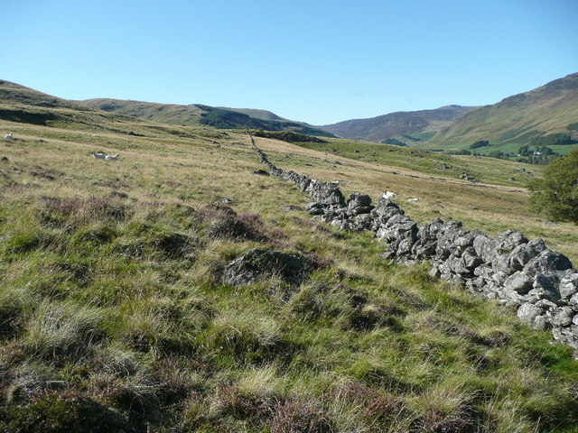 Dry stone wall on north east slopes of Meall Uaine