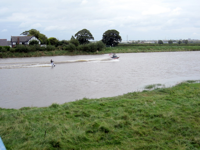 Water skiing on the River Dee at Saltney Ferry
