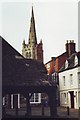 Buttercross and church in Oakham, Rutland