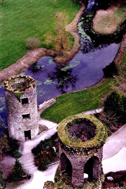 Blarney Castle Grounds - Towers & stream by castle