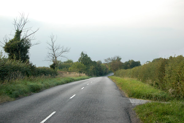 Looking west along Welsh Road on a showery evening