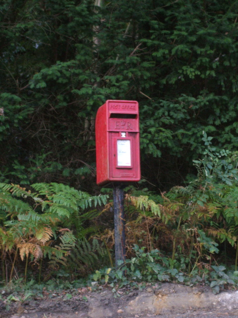 Pillar box at the edge of Bagley Wood
