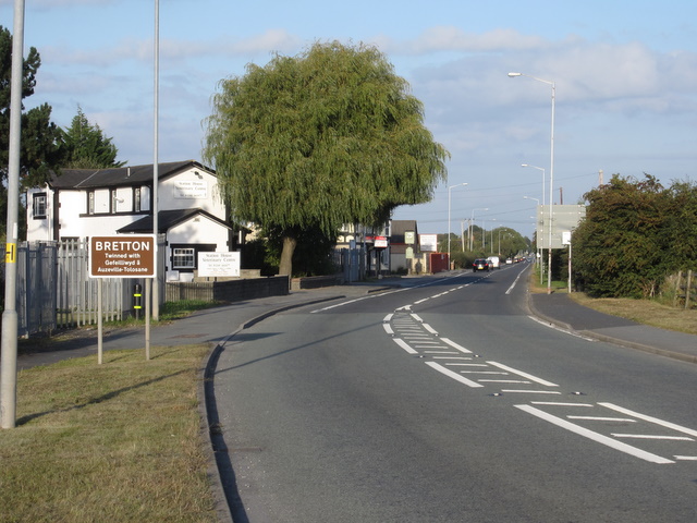 Former Broughton and Bretton level crossing on the A5104
