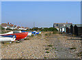 Beach huts and boats, Kingsdown beach