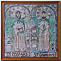 St Cosmas & St Damian, Keymer, Sussex - Tiled plaque