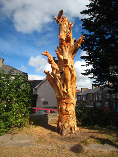 Tree sculpture in St Clare Street Penzance