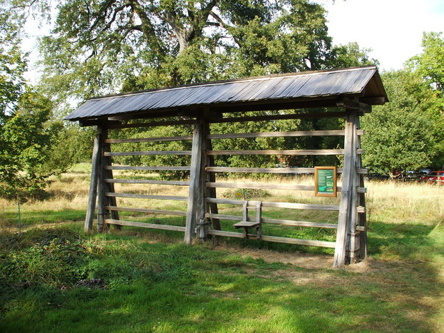 A kozolec, a Slovenian hay rack at Harcourt Arboretum, Nuneham Courtenay