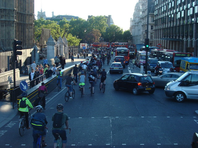 Bicycle protest on the A302 Bridge Street