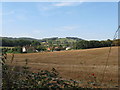 View across field to property on the A 24