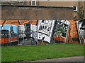 NS5766 : Mural, Kelvingrove Park. 3 - Trams by Richard Webb