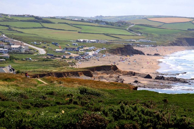 Looking down Sheephouse Down to Widemouth Bay