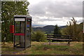 Phone box and seat at Plump Hill, Gloucestershire