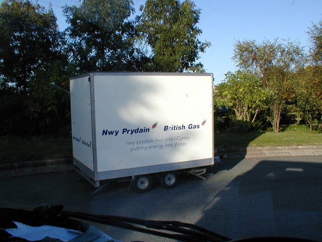 British Gas trailer in the lorry park, Bangor Services