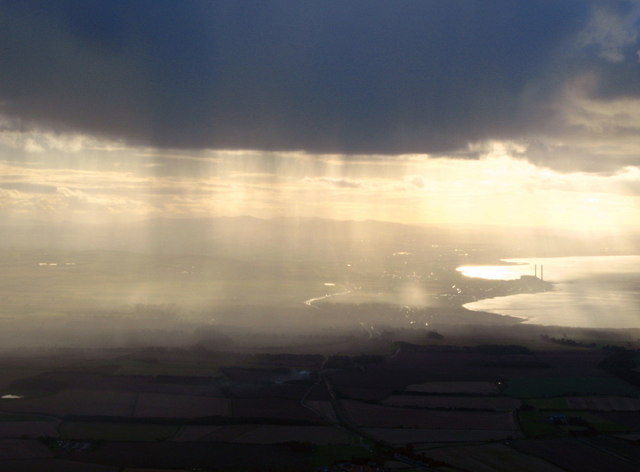 View through the rain over East Lothian