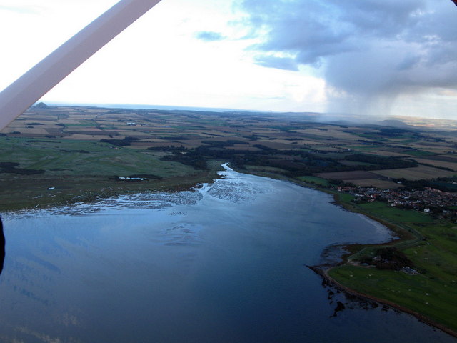 Aberlady Bay at high tide, from the air