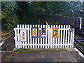 NY7146 : Advertising signs on platform at Alston station by PAUL FARMER