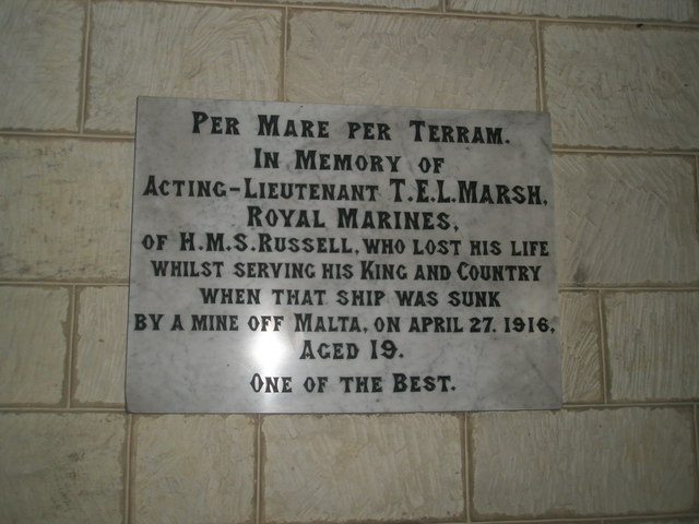 Poignant memorial on the north wall at St John the Baptist, Greatham