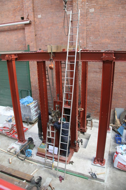 Bolton Steam Museum - erectors at work