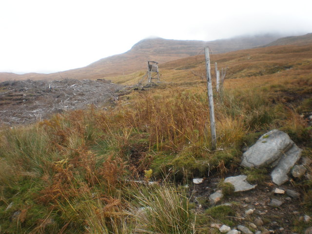 Beinn an Eòin behind old shooting platform in clear fell