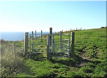 NX4634 : Gate on a clifftop walk by Ann Cook