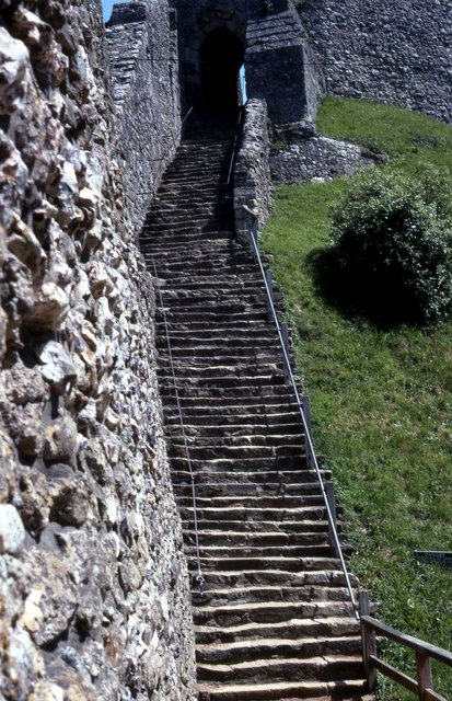 Steps up to the keep at Carisbrooke Castle