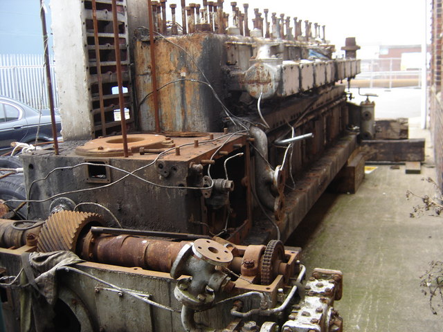 An eight cylinder Crossley marine engine