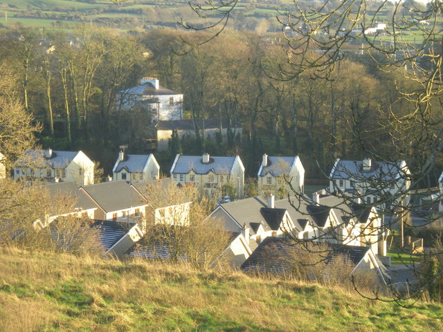 View over new estates at south western edge of village.