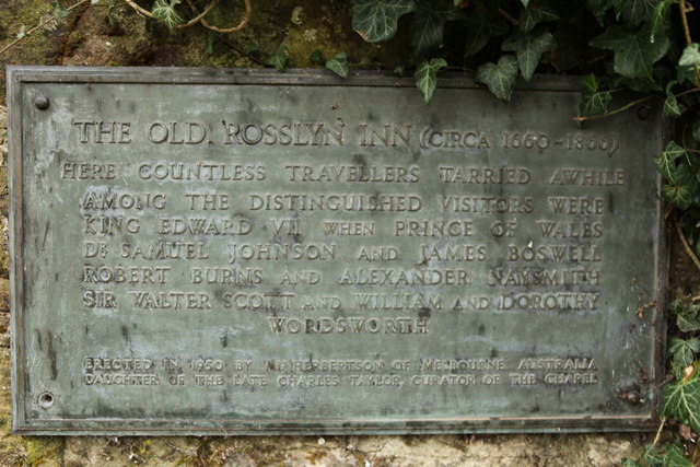 Plaque on the wall of the 'old' Rosslyn Inn