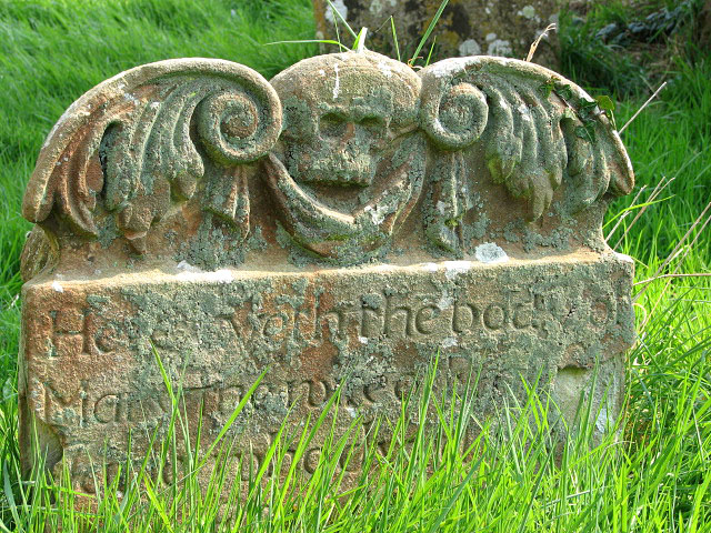 All Saints church - headstone in churchyard