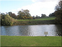 TQ8353 : Looking across the moat at Leeds Castle to the golf course by Basher Eyre