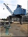 Statue and crane, Cardiff Bay