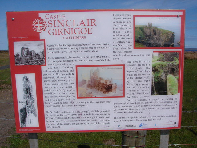 Sinclair Girnigoe Castle Information Board