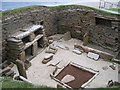 HY2318 : Stone furnished dwelling at Skara Brae by M J Richardson
