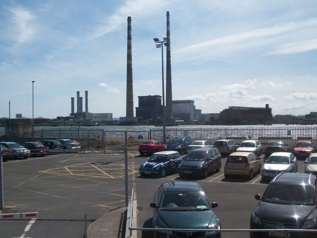 The Car Ferry Terminal Car Park with Poolbeg Generating Station in the background