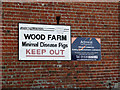 Signs on farm barn