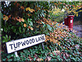 Tupwood Lane sign and postbox