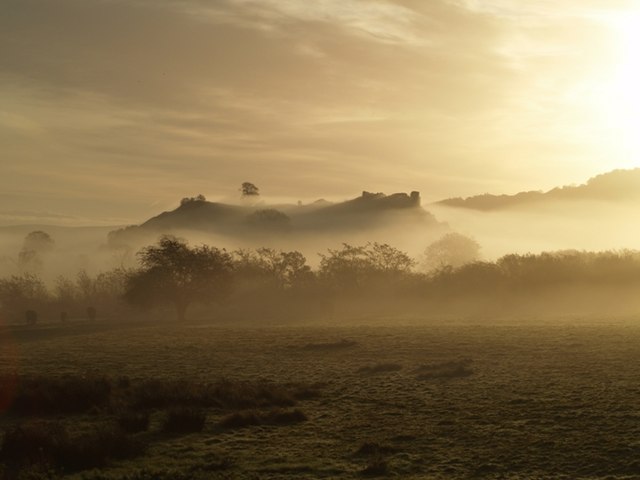 Dawn Mists Around Dryslwyn Castle