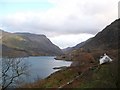 Llyn Peris with the Llanberis Pass in the background