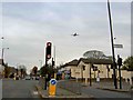 TQ1275 : Traffic lights at the junction with Wellington Road and Staines Road by Steve  Fareham