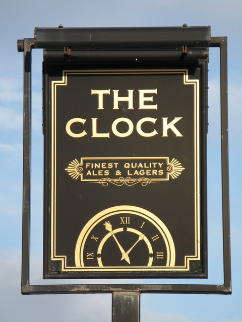 Sign for The Clock, Victoria Road East