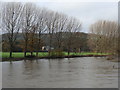 Swollen River Wye from Glasbury Bridge