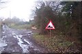 Tank Sign at footpath/track junction