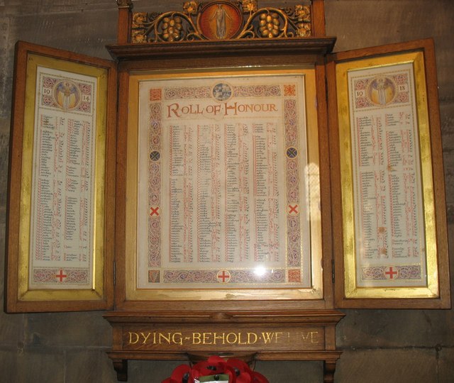 Roll of Honour in St. Paul's Church in Jarrow